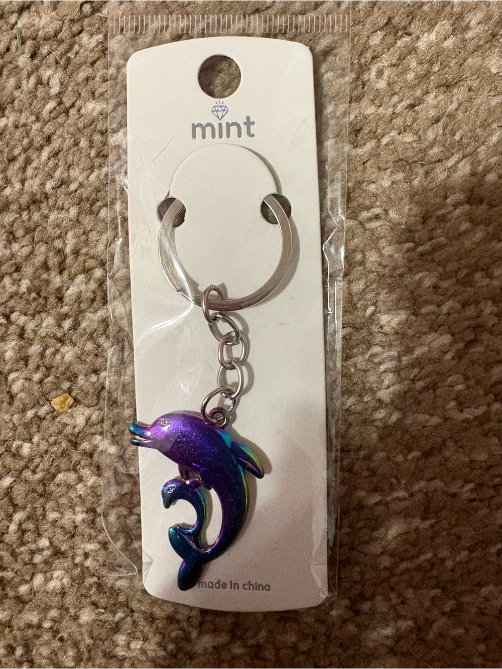 Mint Iridescent Dolphin Keychain - Bag Charm Purple/Blue